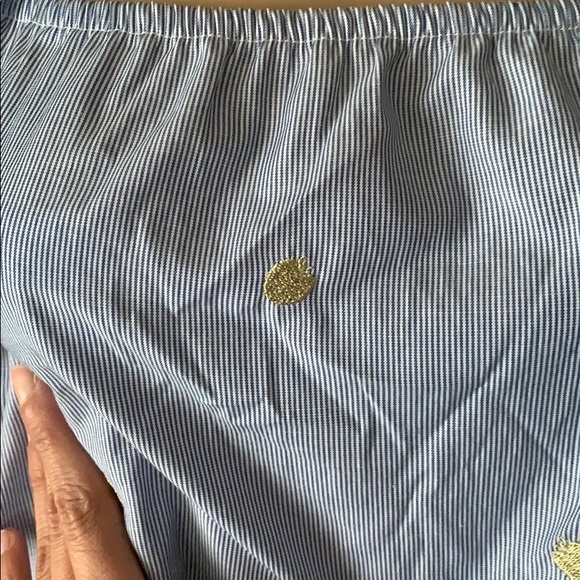 H&M Blue Stripe Gold Polka Dot Ruffled Tank - Picture 4 of 10